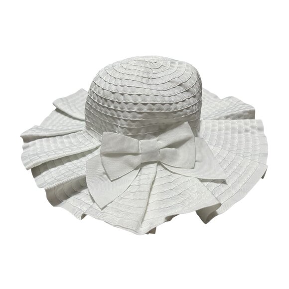 Janie & Jack Wide Rimmed Bow Front Textured Easter Summer Hat Sz 3-6 Months Girl - Picture 2 of 6